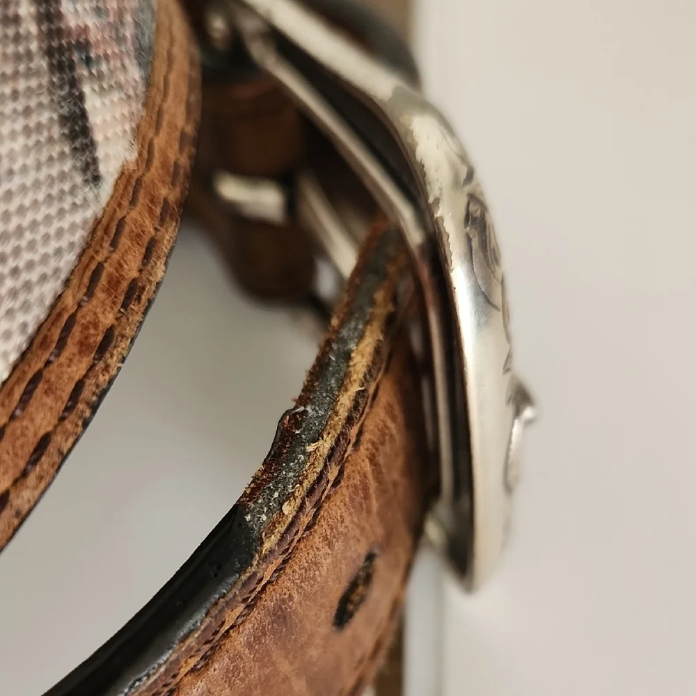 Ariat Camo Brown Leather Belt with Silver Buckle 26
